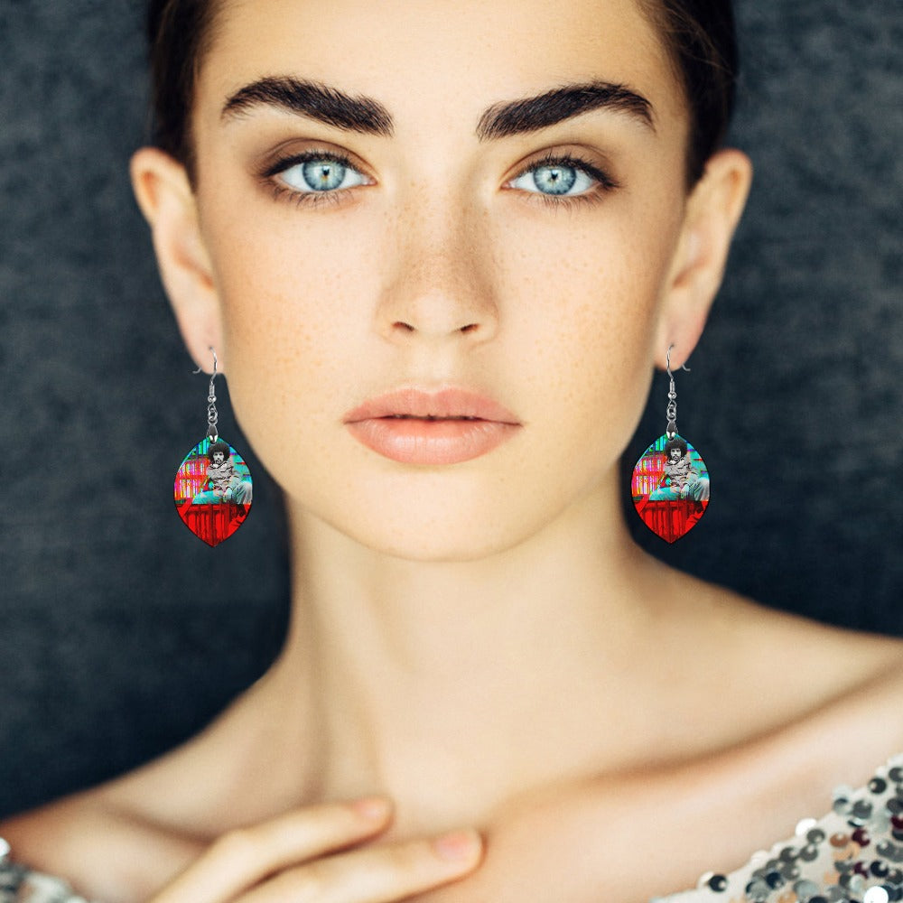 Miguel Nuyorican Poet Wooden earrings