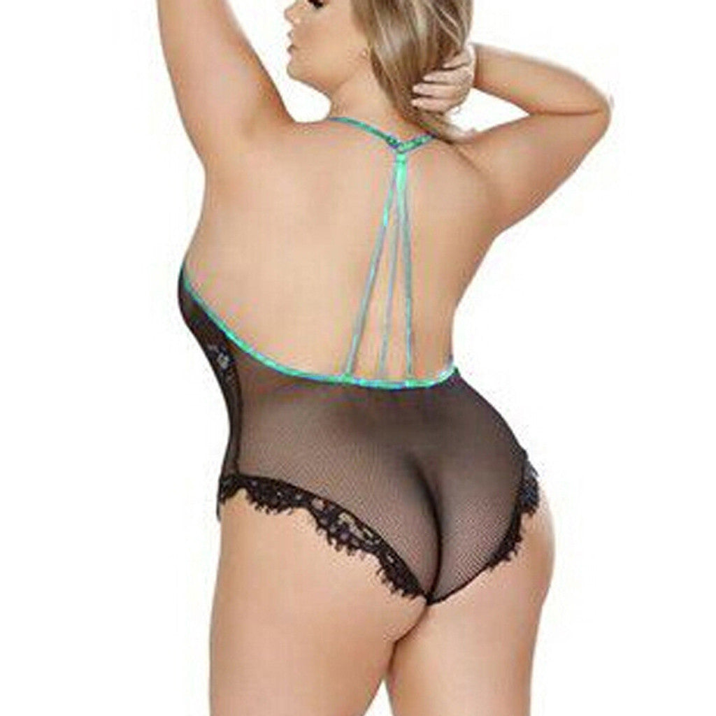 LA BELLA Sexy lingerie women's lace see through neck jumpsuit