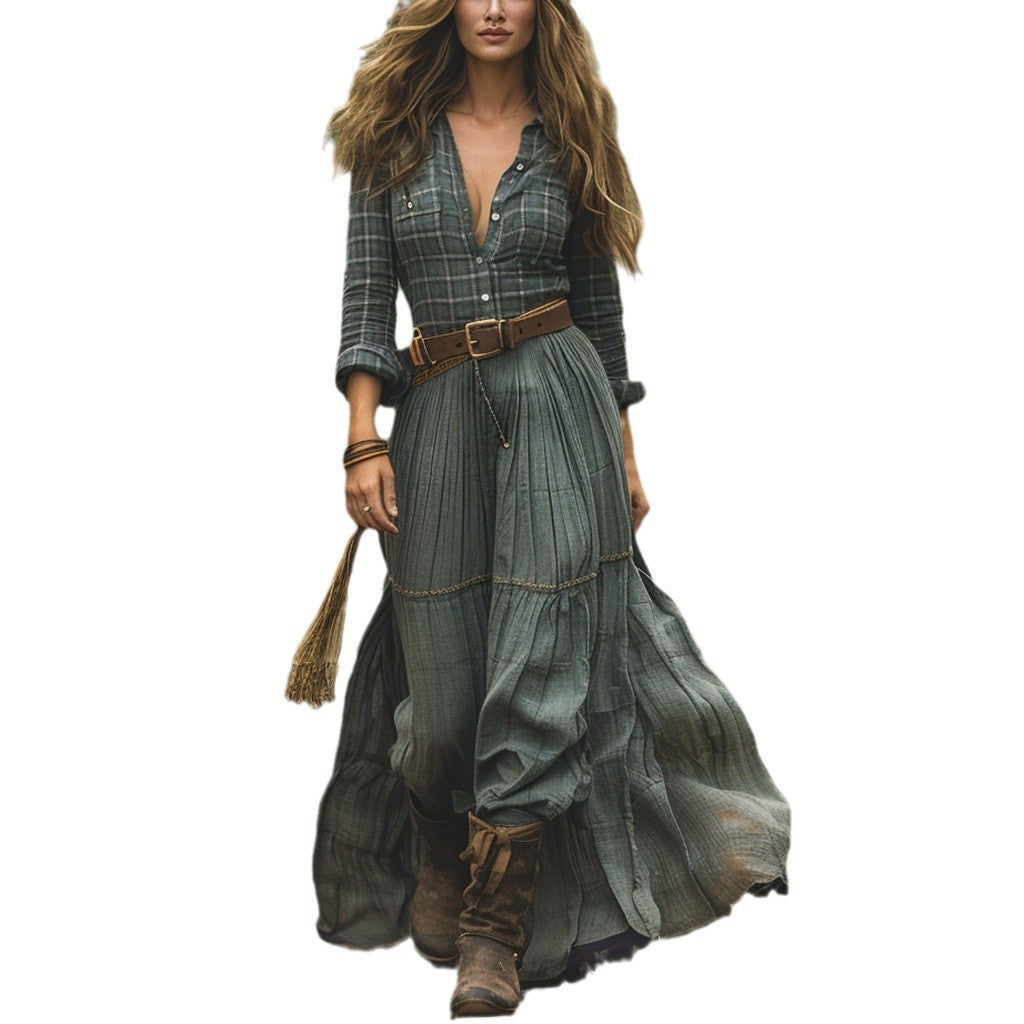 Fashion Stripe Long Dress for Women Autumn Winter Style