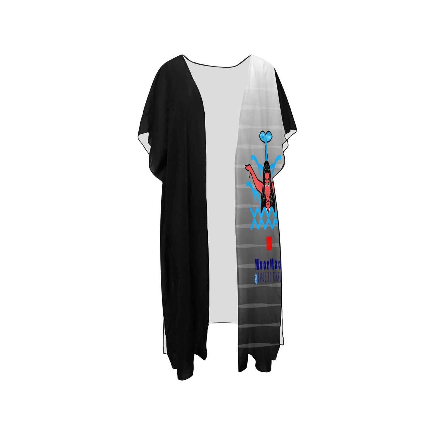 Moor Made Badge of Pearls Mid-Length Side Slits Chiffon Cover Up
