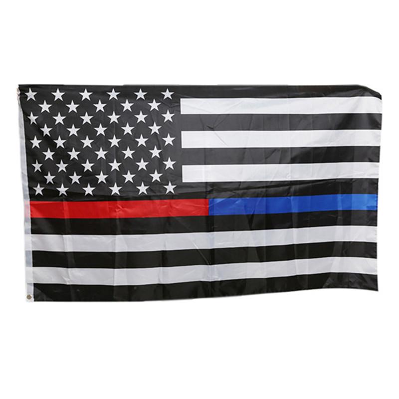 AGENT ACEVEDO 34815 90*150cm USA Police Flags Thin American National Banner White And Blue Stars Printed Strip with Brass Grommets