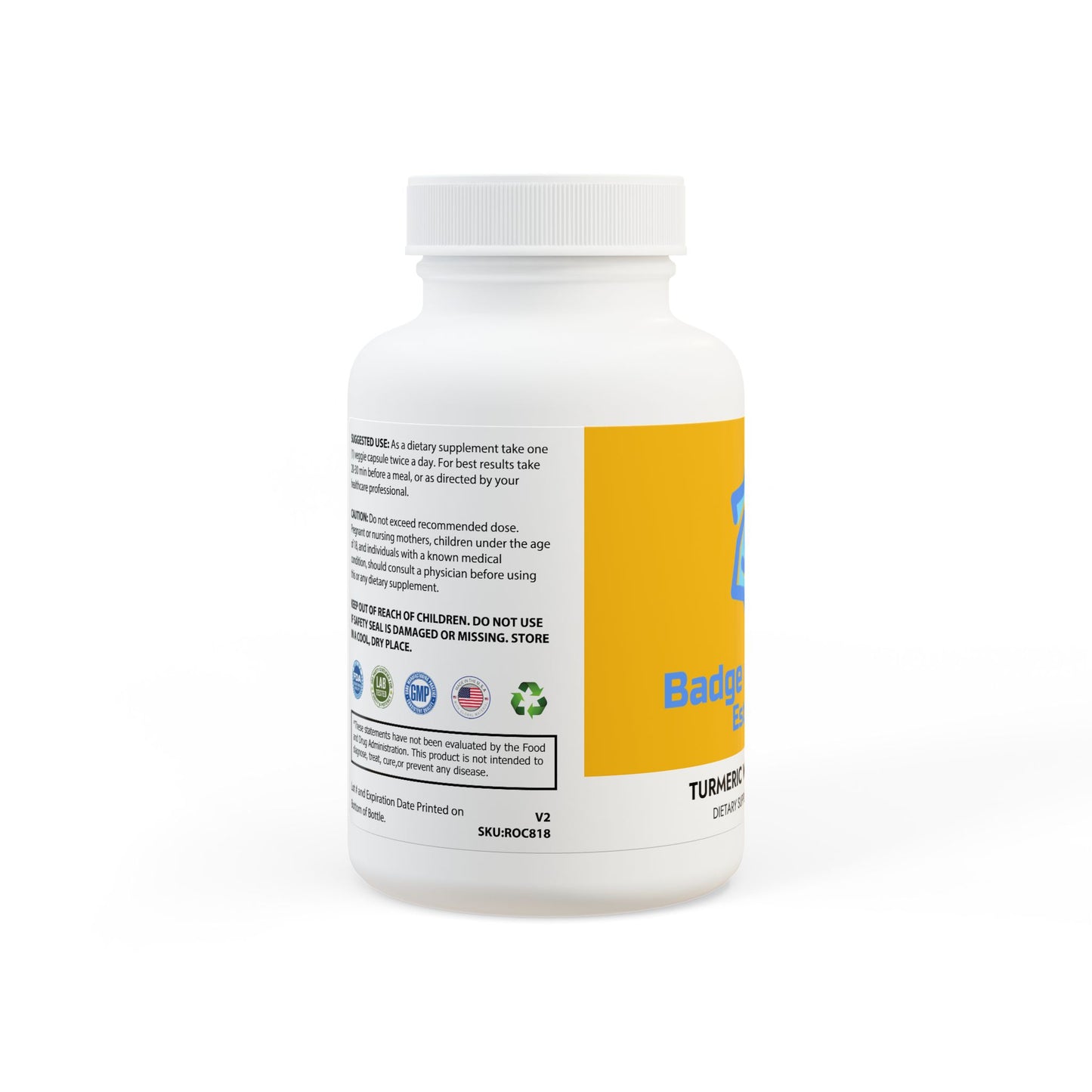 BADGE OF PEARLS Turmeric with BioPerine® (Black Pepper Fruit Extract) Supplement (60 Capsules)