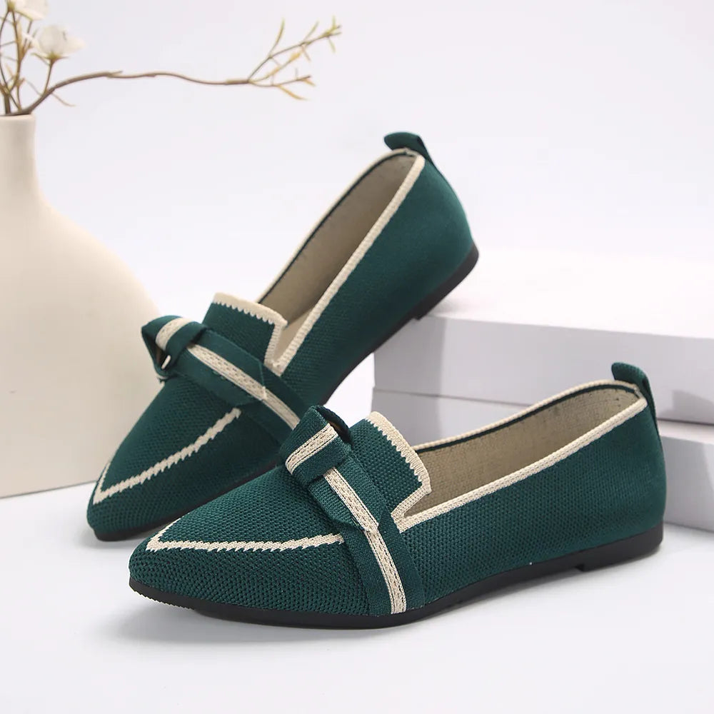 BADGE OF PEARLS Point Toe Mesh Flat Slip-Ons