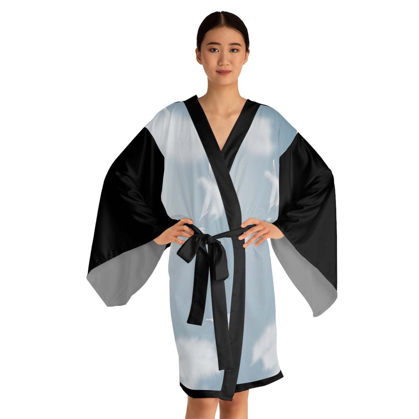 Feathered Dreams Long Sleeve Kimono Robe -POETIC Fashion for Relaxation and Self-Care
