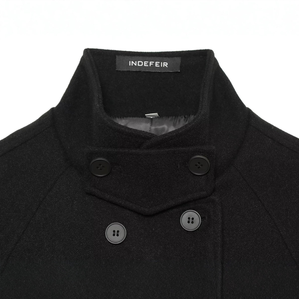 Stand collar loose woolen coat for women