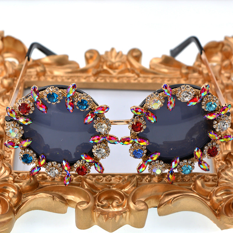 DR. POETRY'S Baroque diamond studded exaggerated personality colored sunglasses for women