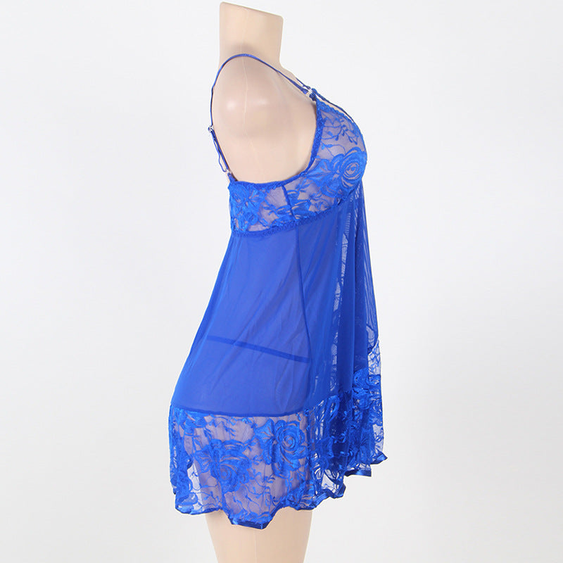 LA BELLA Lingerie Nightgown Sexy Women Underwear with G-string Fitness Lace Babydoll Dress Plus Size Sexy Lingerie