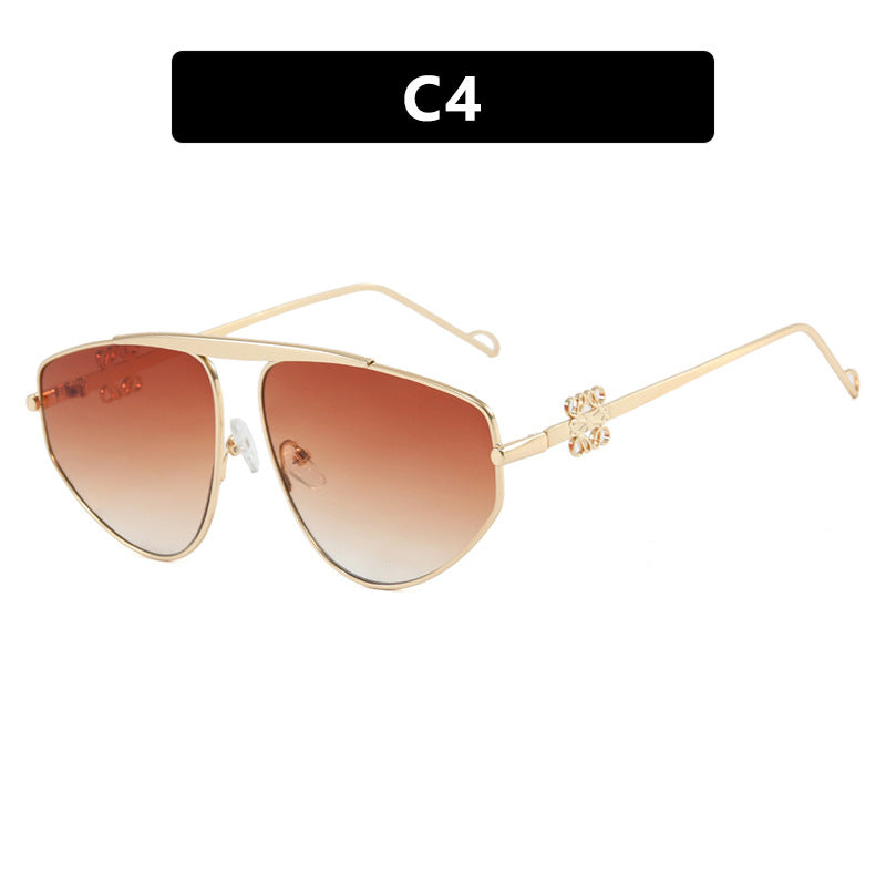 POETREE Single beam irregular sunglasses, metal toad hollow sunglasses, European and American UV resistant sunglasses, concave design for women