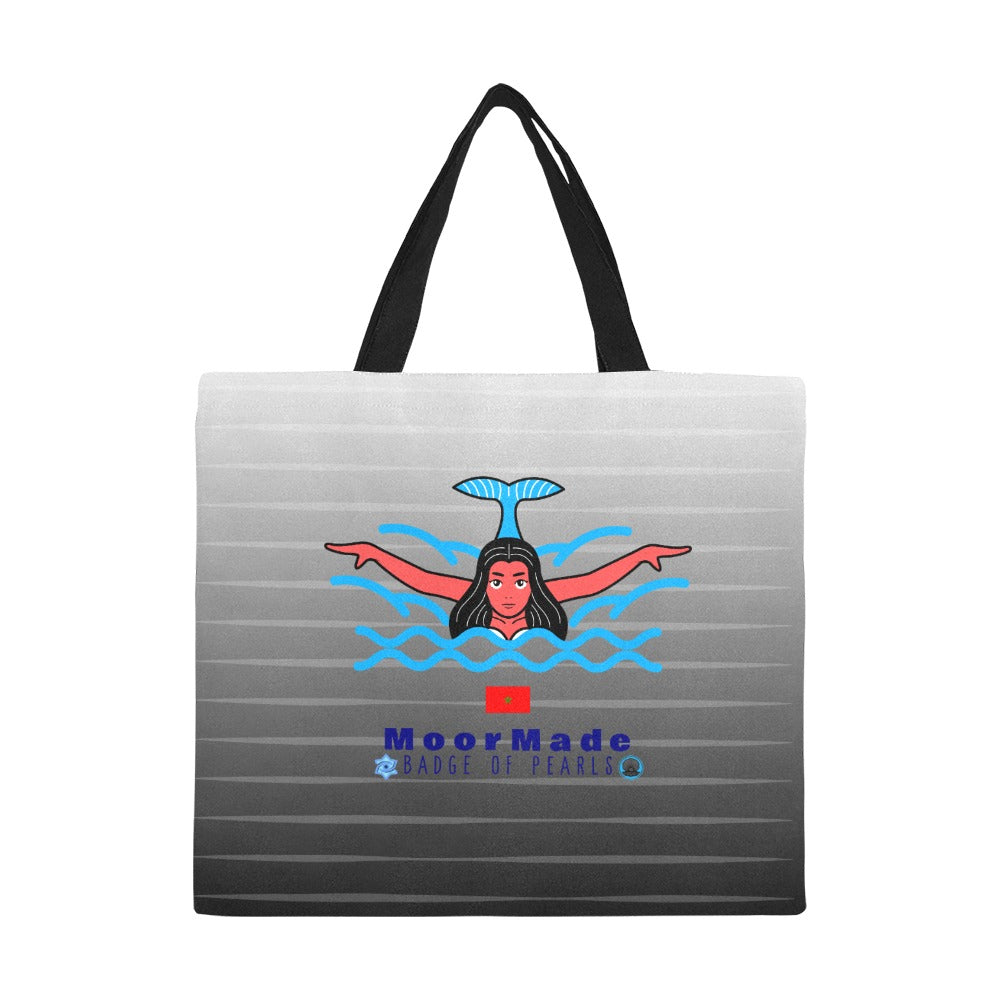 MoorMade Badge of Pearls Print Canvas Tote Bag(Large)