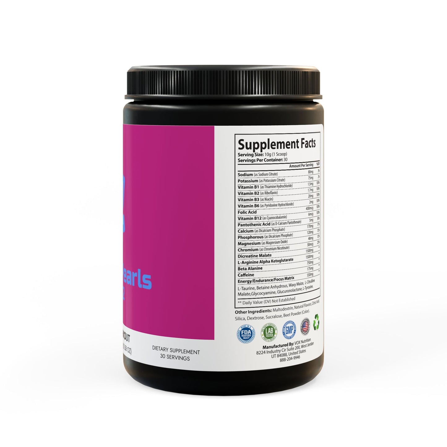 BADGE OF PEARLS Pre-Workout Supplement, Watermelon (300g, 10.58oz)