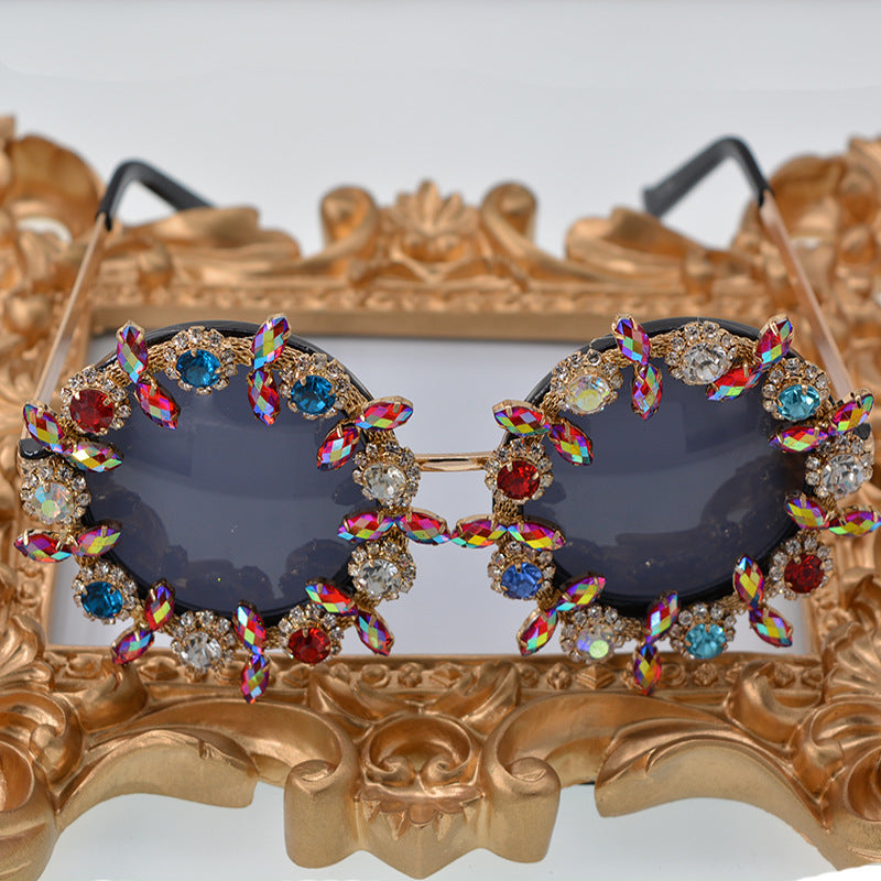 DR. POETRY'S Baroque diamond studded exaggerated personality colored sunglasses for women