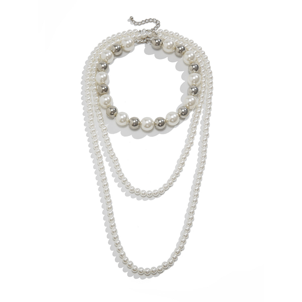 Multi layer imitation pearl choker Baroque exaggerated long collarbone chain for women