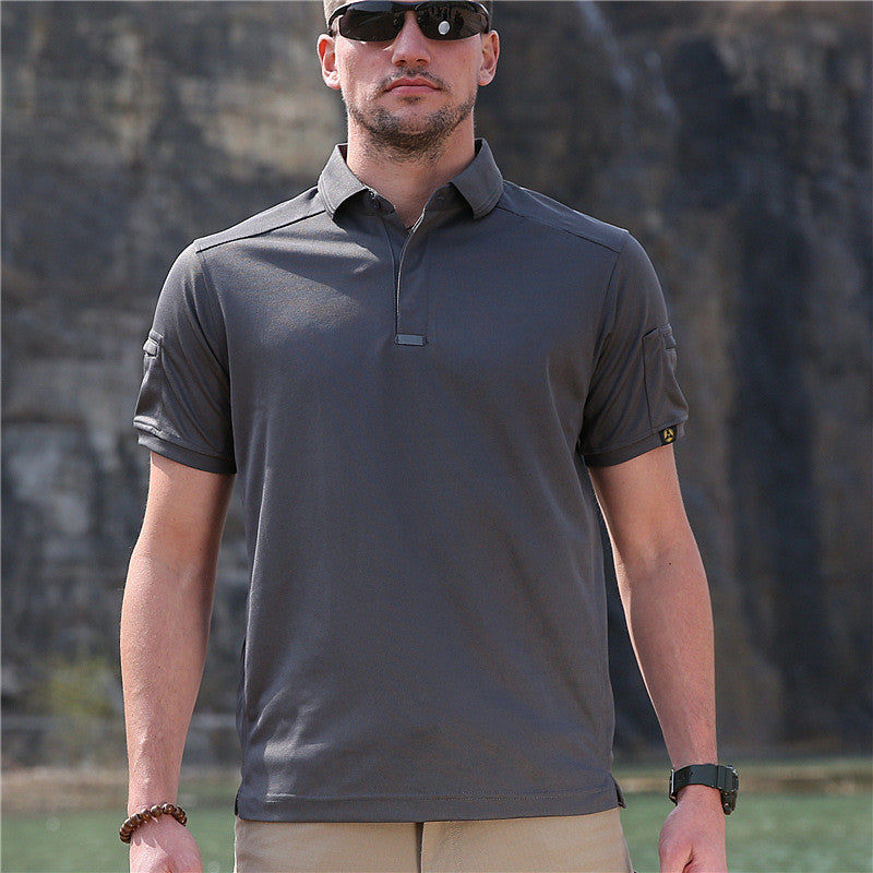 AGENT ACEVEDO 34815 Consul collar short sleeved multifunctional quick drying outdoor men's sports sweat wicking quick drying clothes elastic tactical T-shirt