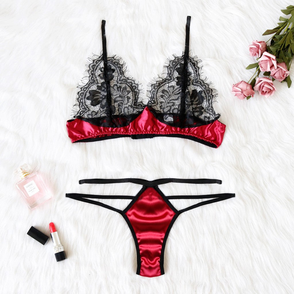 LA BELLA Women Hot Erotic Sexy Lingerie Lace Bra Crotch Porno Lace Transparent Sexy Underwear Babydoll Lingerie Lingery Woman
