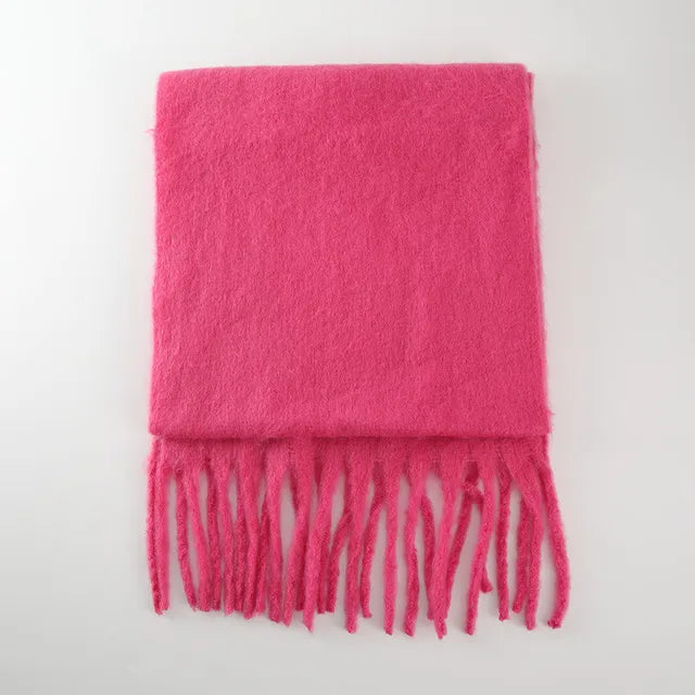 New Winter Women's Scarf Cashmere Warm Wrap Pashmina Solid Foulard Female Scarves Shawls Thick Soft Blanket Large Tassels