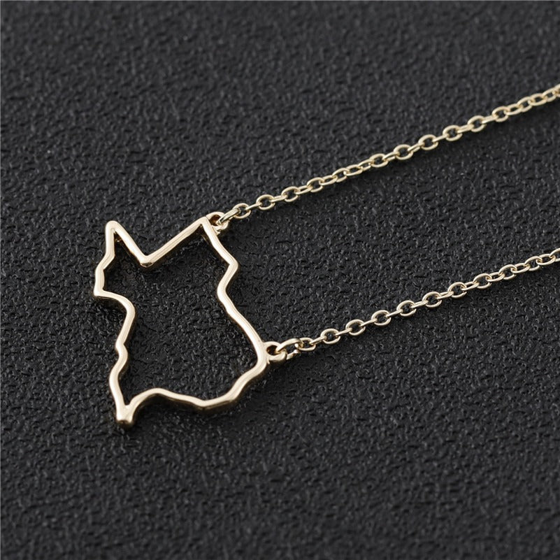 African Ireland Syria Jamaica Israel Nigeria Puerto Rico US France National Map Necklace