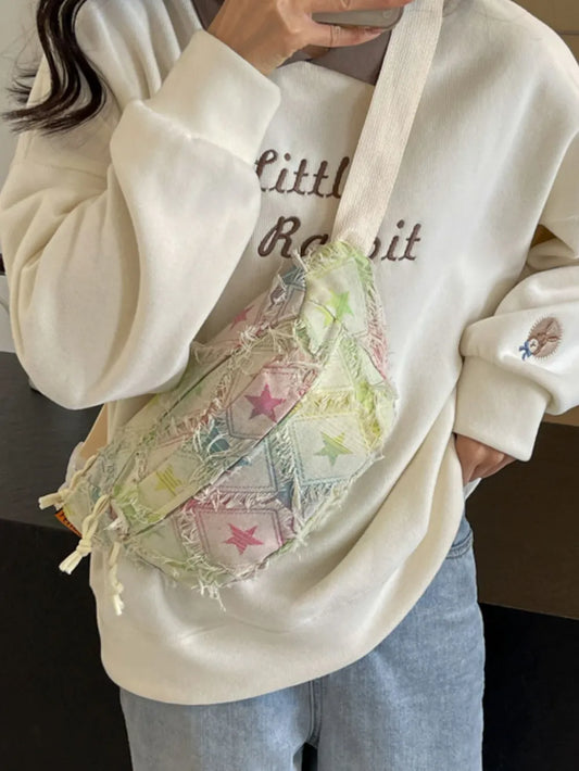 Raw Edge Tie-Dye Crossbody Bag