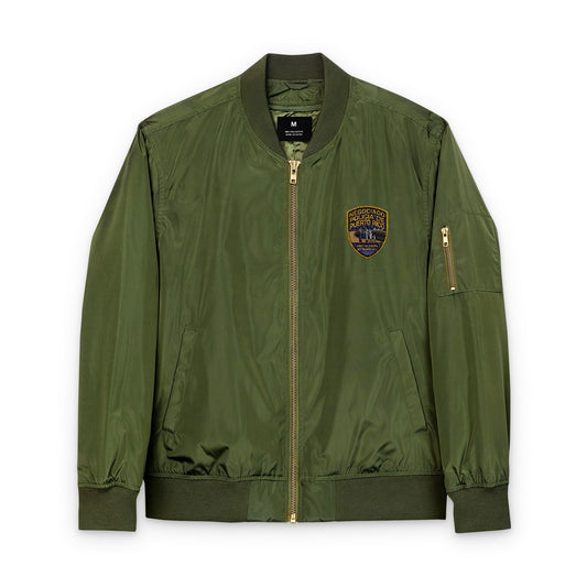Sustainable Bomber Jacket with Embroidered Patch