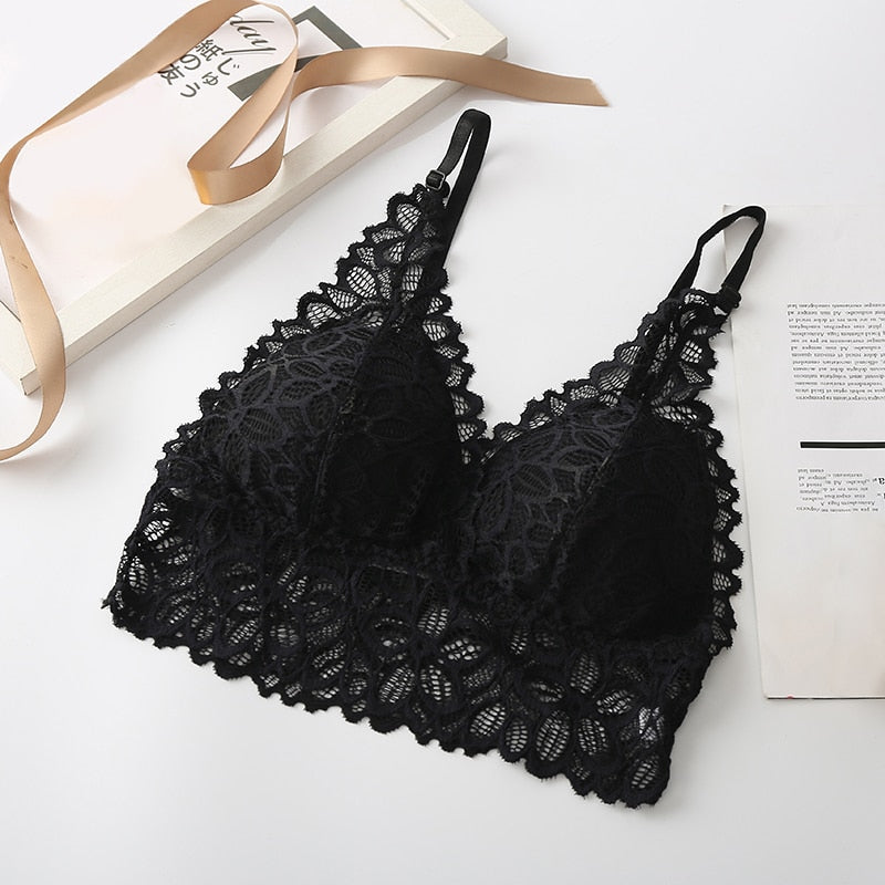 LA BELLA Lace Sexy Lingerie Wireless Bra For Women Padded Push Up Bralette Female Brassiere Summer Soft Backless Fashion bras Underwear