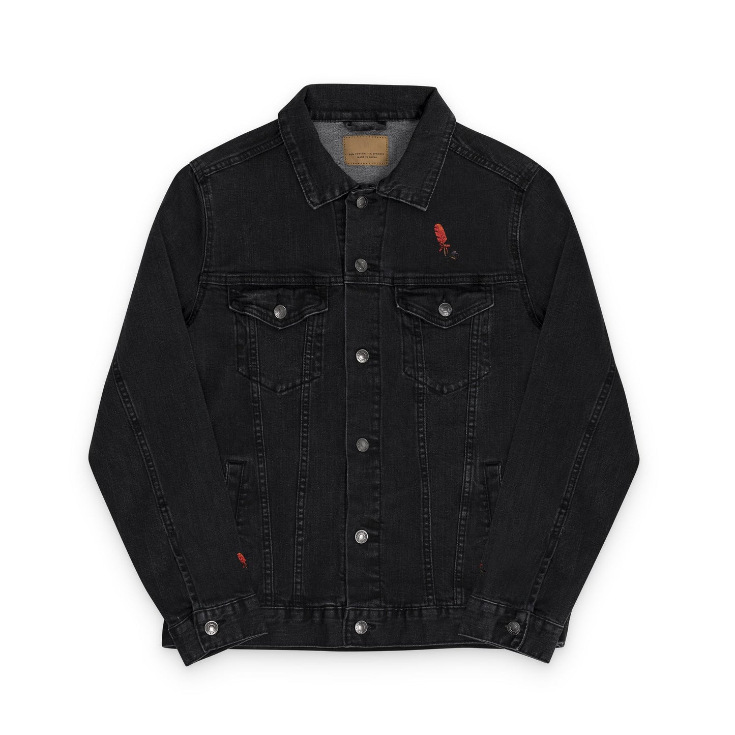HEAR ME OUT POETRY FEATHER Embroidered Unisex Denim Jacket - Street Style Vibes