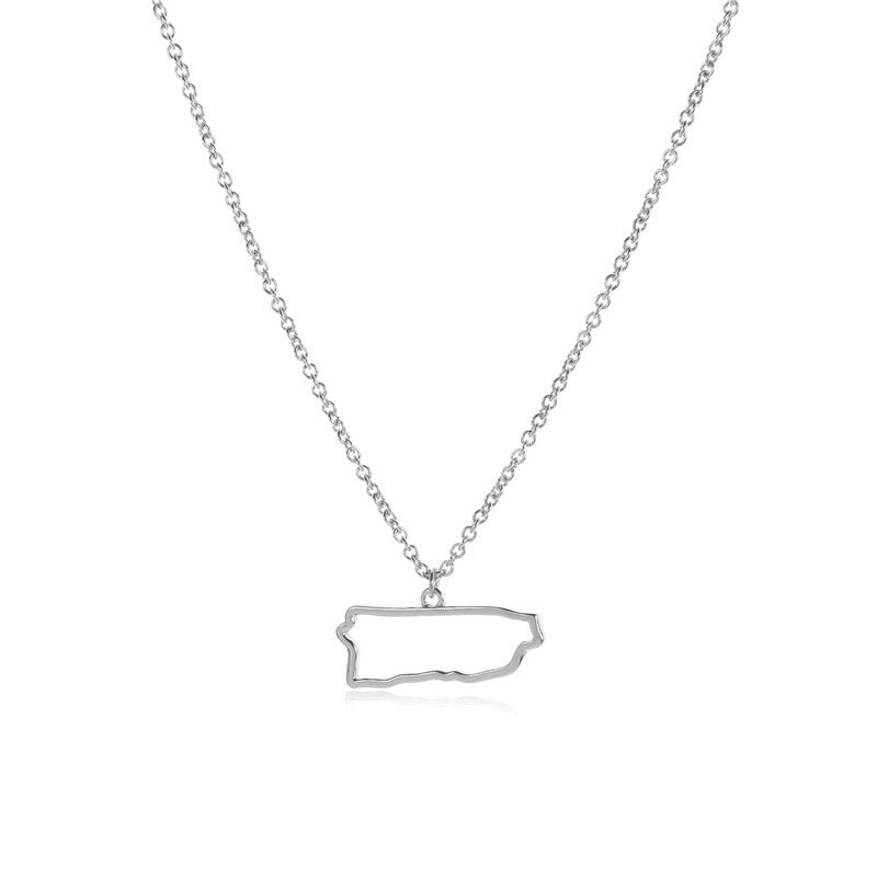 African Ireland Syria Jamaica Israel Nigeria Puerto Rico US France National Map Necklace