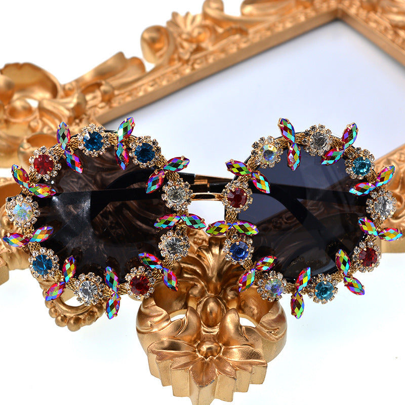 DR. POETRY'S Baroque diamond studded exaggerated personality colored sunglasses for women