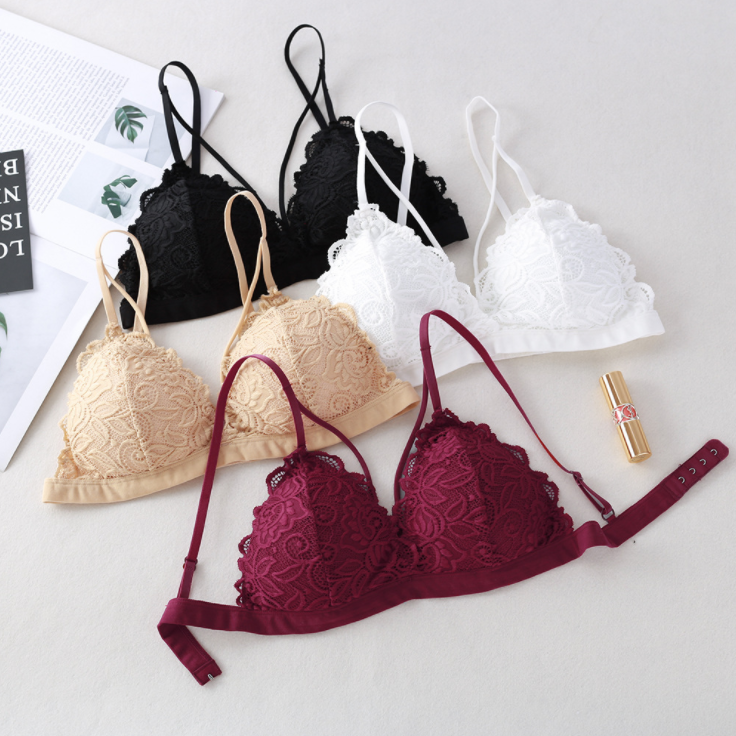 LA BELLA Lace Sexy Lingerie Wireless Bra For Women Padded Push Up Bralette Female Brassiere Summer Soft Backless Fashion bras Underwear