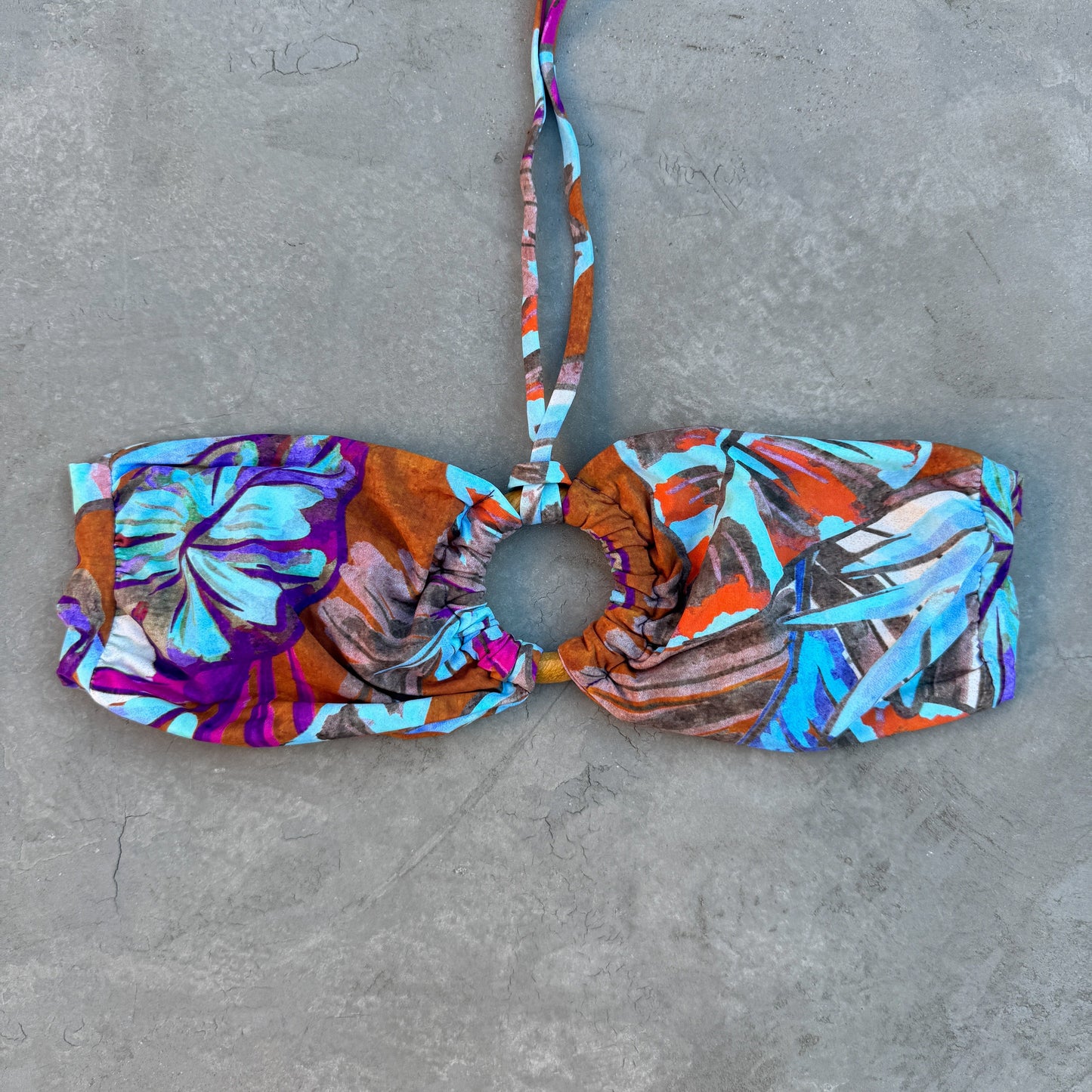 Turquoise Blossom Strapless Bikini Top