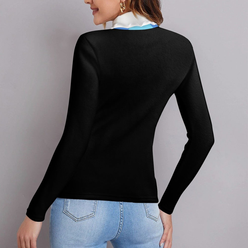 Badge of Pearls Women's Long Sleeve Lapel Sweater