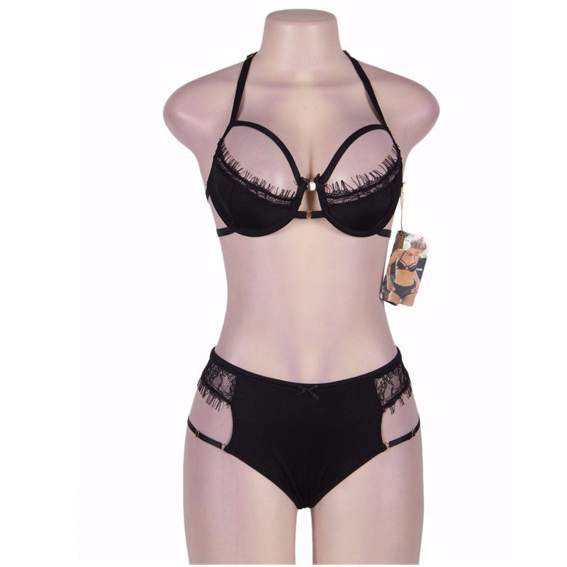 LA BELLA Women Plus Size Lenceria Sexy Bra Set Lovely Black Lace Lingerie Sexy Hot Erotic Sexy Underwear Lingerie