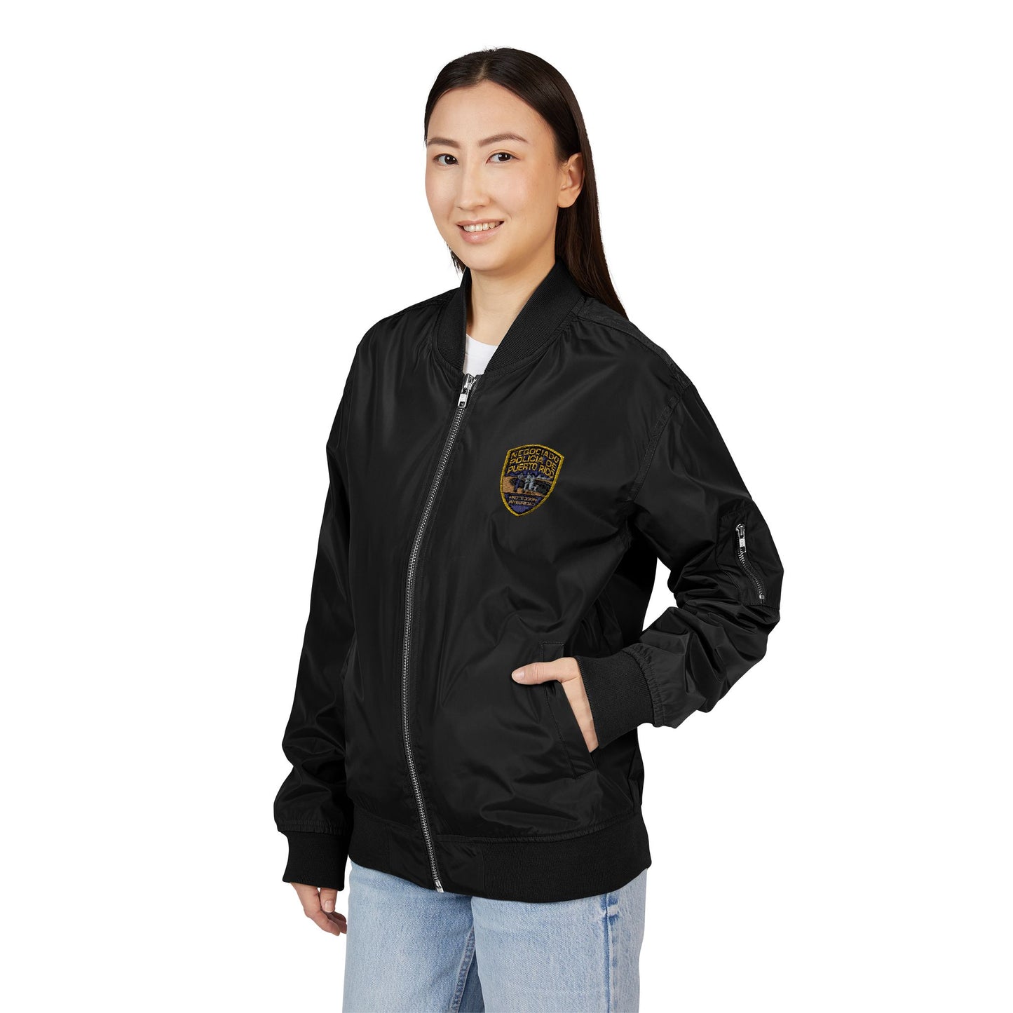 Sustainable Bomber Jacket with Embroidered Patch