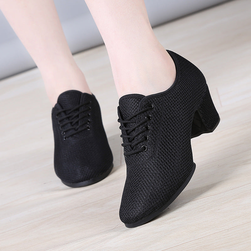 Latin dance shoes women's dance shoes soft soled dance shoes adult mid heeled teacher shoes square dance shoes summer shoes