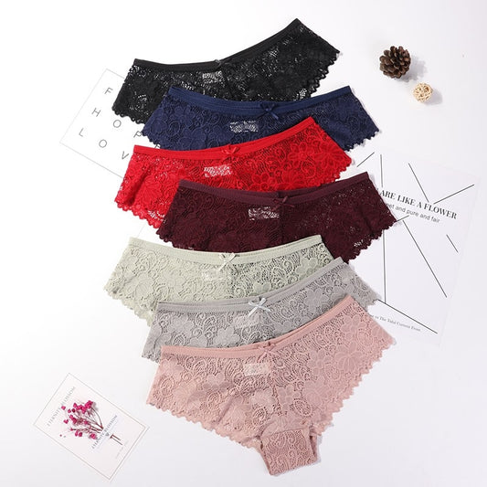 LA BELLA 3 Pcs Panties for Woman Underwear Sexy Lace Breathable Soft Lingerie Female Briefs Panty Sexy Transparent Women's Underpants