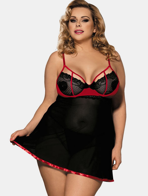 LA BELLA Lingerie Mesh Plus Size Babydoll