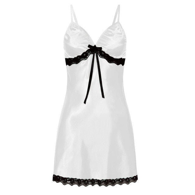 LA BELLA Women Nighte Dress Plus Size Sleeping dress Lace Bow Lingerie Babydoll Seamless Nightwear