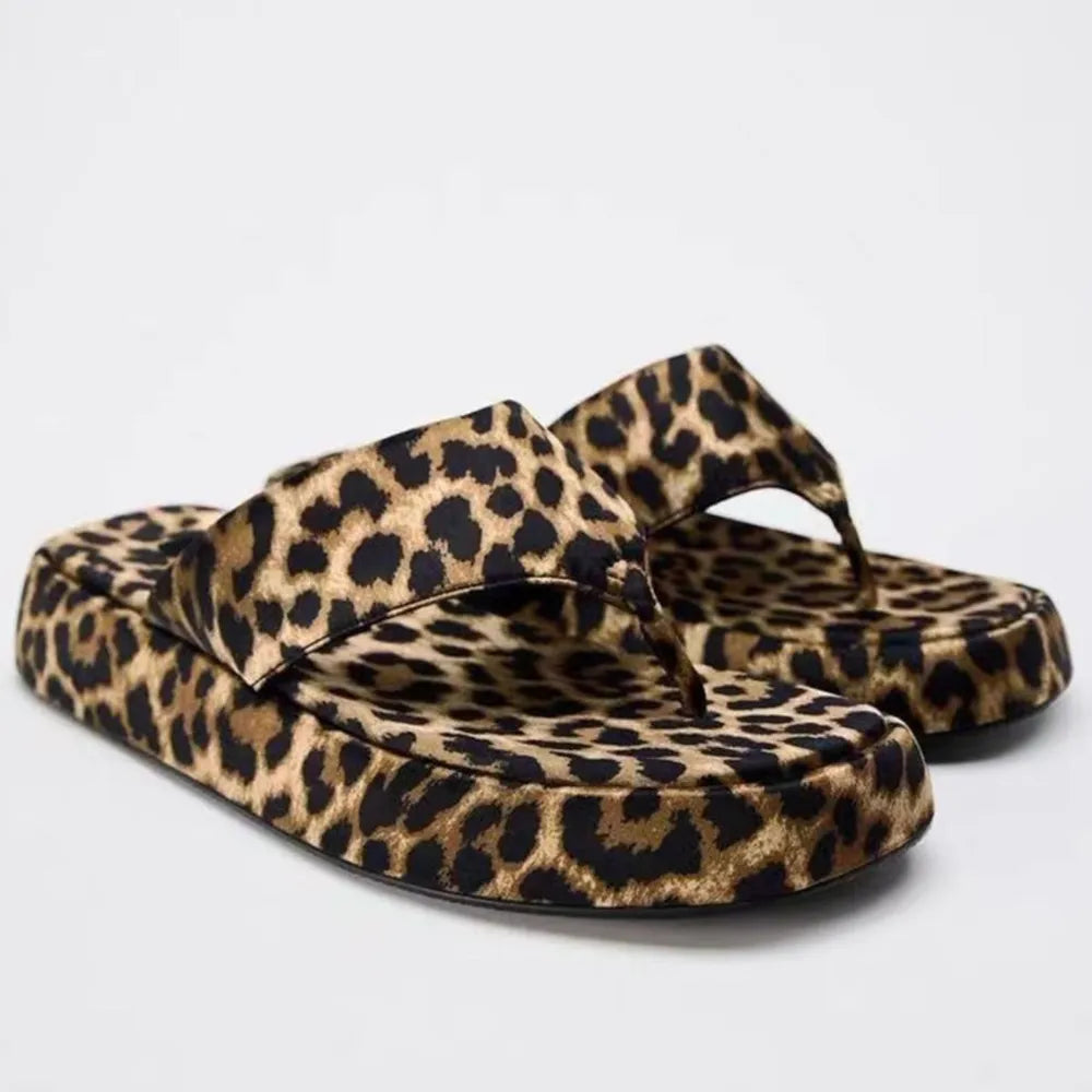 Leopard Toe Post Sandals