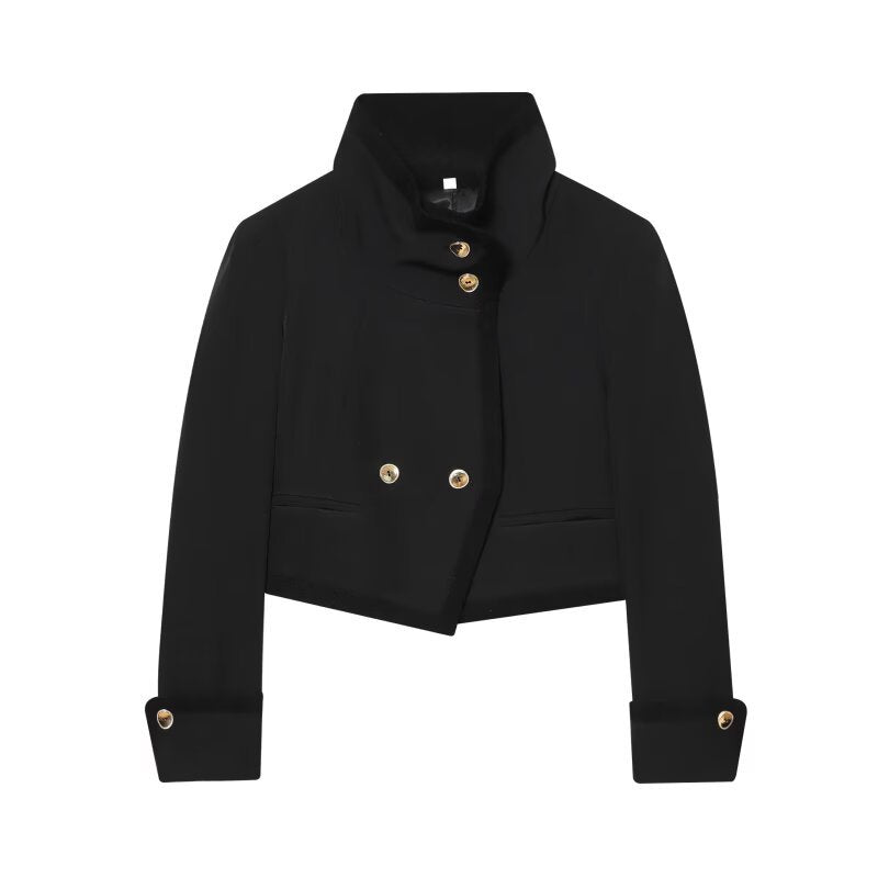 Double breasted short jacket women's coat