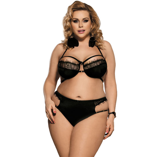 LA BELLA Women Plus Size Lenceria Sexy Bra Set Lovely Black Lace Lingerie Sexy Hot Erotic Sexy Underwear Lingerie