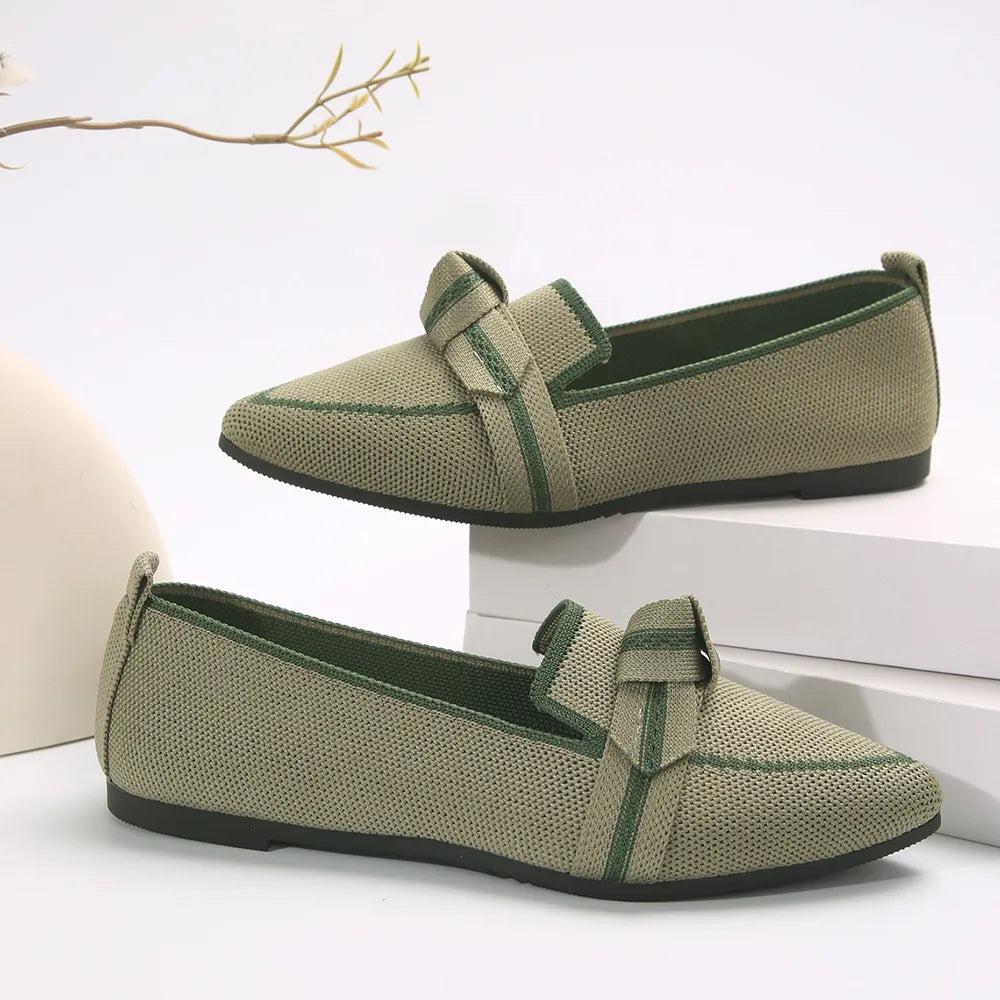 BADGE OF PEARLS Point Toe Mesh Flat Slip-Ons