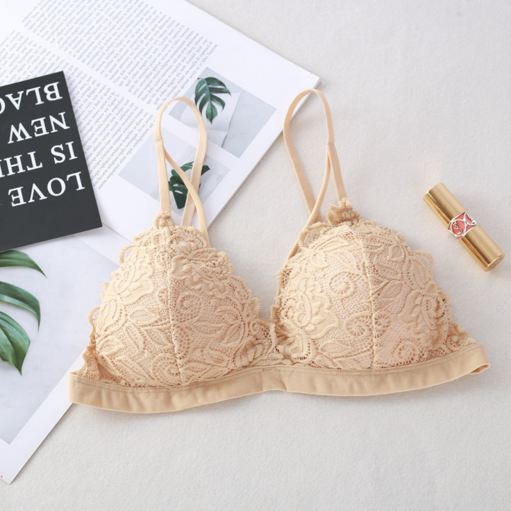 LA BELLA Lace Sexy Lingerie Wireless Bra For Women Padded Push Up Bralette Female Brassiere Summer Soft Backless Fashion bras Underwear