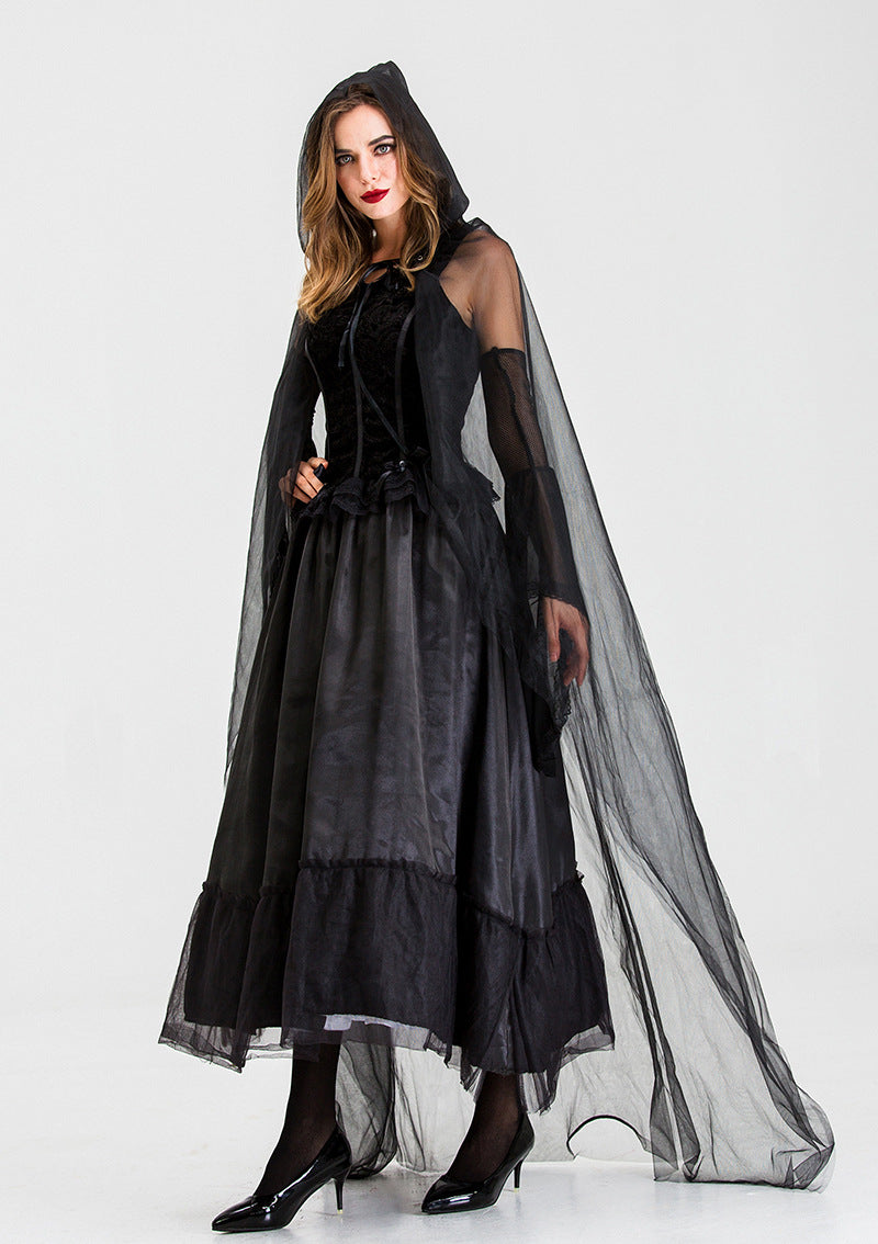 Halloween Party Dark Vampire Witch Castle Witch Costume for Women, Movie Photography Performance Outfit