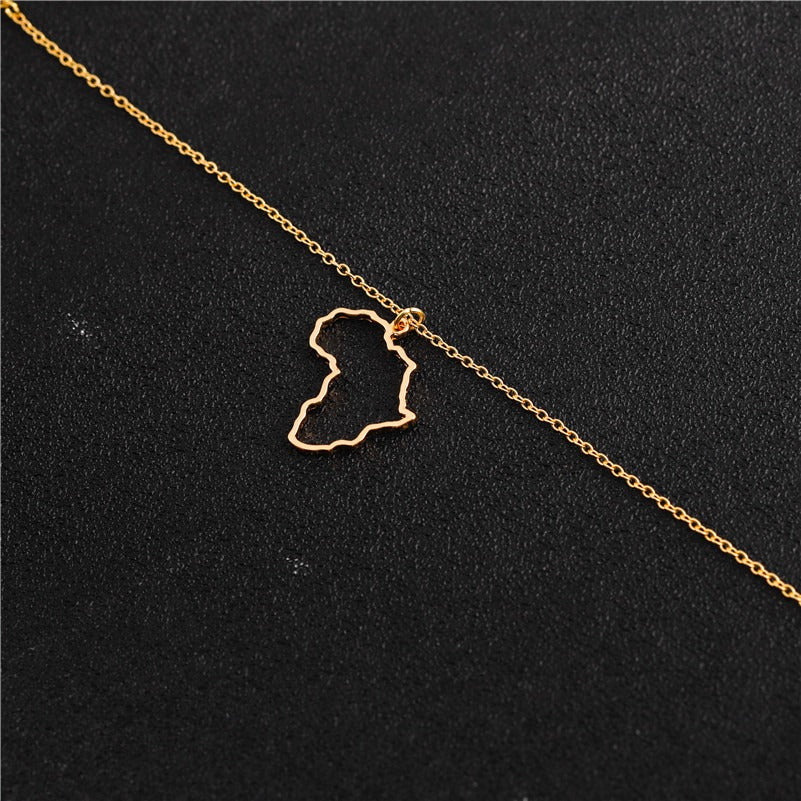 African Ireland Syria Jamaica Israel Nigeria Puerto Rico US France National Map Necklace