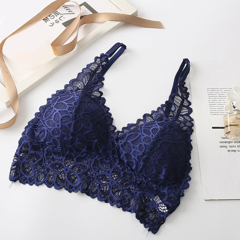 LA BELLA Lace Sexy Lingerie Wireless Bra For Women Padded Push Up Bralette Female Brassiere Summer Soft Backless Fashion bras Underwear