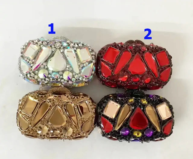 Luxurious Purse Stone Bridal Prom Handbags Women Diamond Evening Clutches Purses Big Stones
