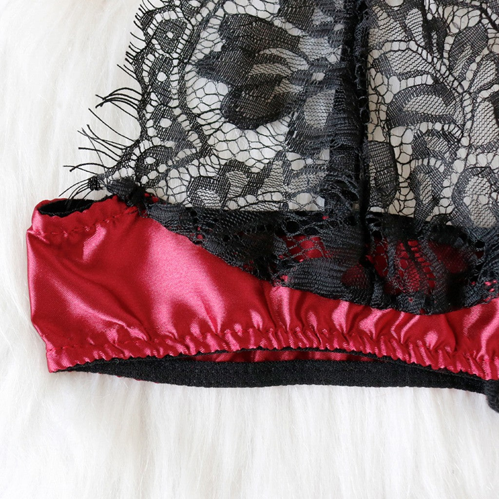 LA BELLA Women Hot Erotic Sexy Lingerie Lace Bra Crotch Porno Lace Transparent Sexy Underwear Babydoll Lingerie Lingery Woman