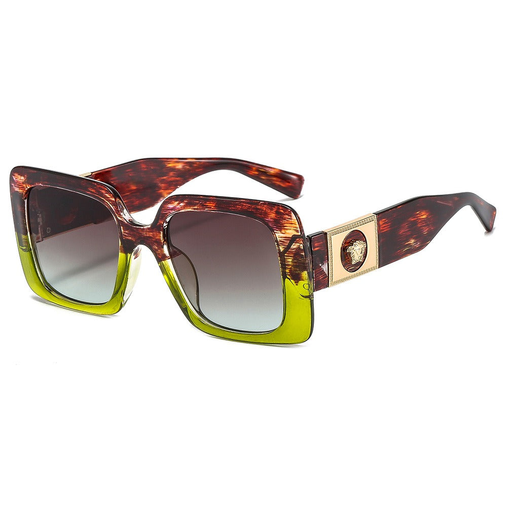 Fashionable and trendy sunglasses, internet celebrity, outdoor live streaming, sunglasses, floral box, two color glasses