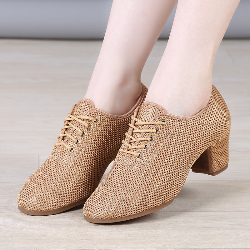 Latin dance shoes women's dance shoes soft soled dance shoes adult mid heeled teacher shoes square dance shoes summer shoes