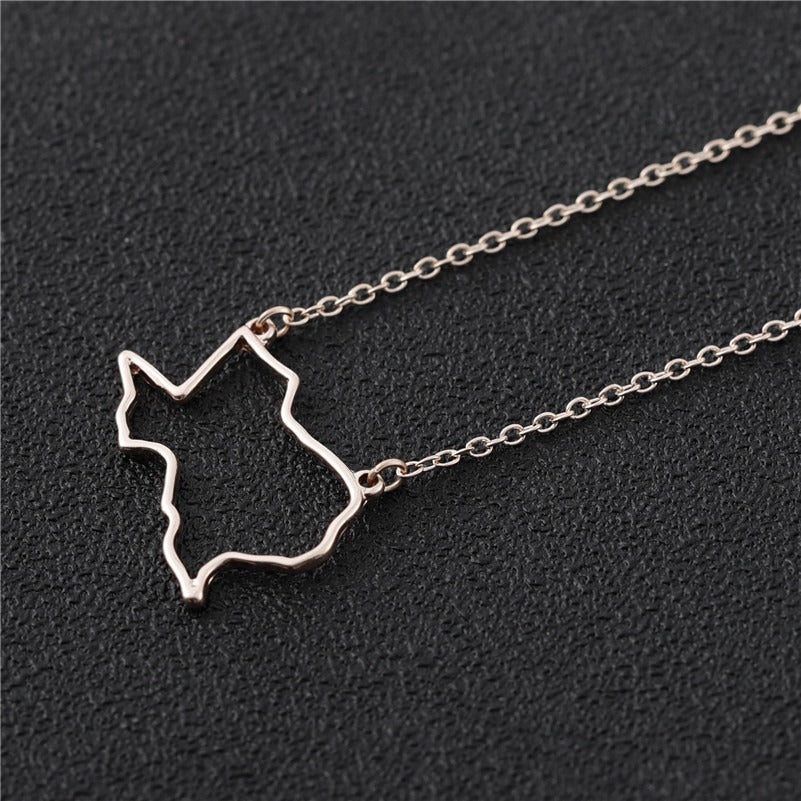 African Ireland Syria Jamaica Israel Nigeria Puerto Rico US France National Map Necklace