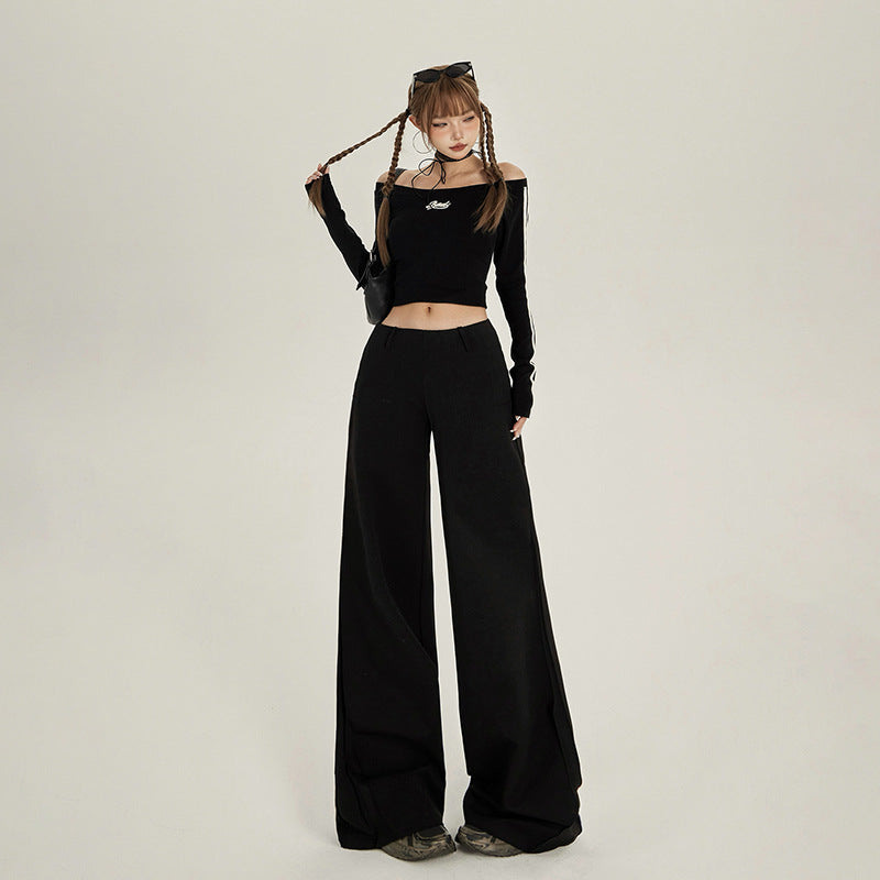 Women's Pants Wide Leg Flare Trousers Summer Elastic Dress Pants Versatile Casual Pants