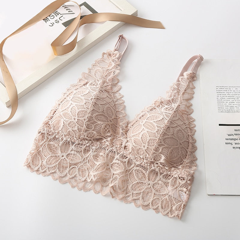 LA BELLA Lace Sexy Lingerie Wireless Bra For Women Padded Push Up Bralette Female Brassiere Summer Soft Backless Fashion bras Underwear